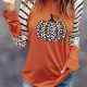 Autumn Chic Orange Leopard Print Long Sleeve Top