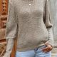 Balloon Sleeve Heathered Crew Neck Sweater