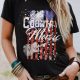 Country Music Lover's American Flag Print Tee