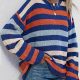 Crew Neck Drop Shoulder Mixed Stripes Sweater