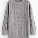 Crew Neck Fisherman Knit Tunic Sweater