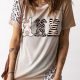 Cute Bunny Print Khaki Graphic Tee for Easter