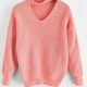 Drop Shoulder Choker Pointelle Knit Sweater