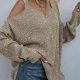 Heathered Cold Shoulder Oversize Sweater