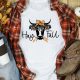 Heifer Print White Graphic Tee with "Hay Fall" Design