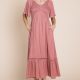 HEYSON Full Size Smocked Pocket Midi Dress in Rouge Pink